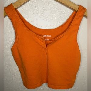 Wild Fable Woman’s Cropped Tank Top Split V - Orange - Small